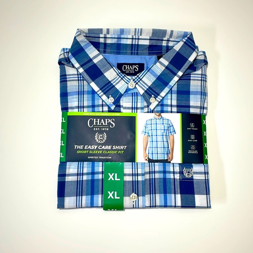 NWT CHAPS Men’s Easy Care Short Sleeve Classic Fit Size XL